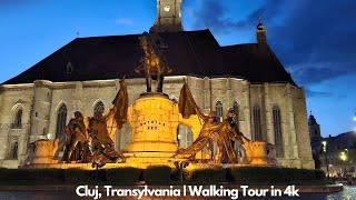 🇷🇴 CLUJ, TRANSYLVANIA, ROMANIA | Walking Night Tour in 4K-UHD | 🇷🇴