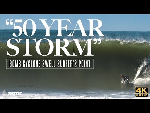"50 YEAR STORM" HITS SURFERS POINT | 1/6/23 | RAW FOOTAGE SURFING ASMR | 4K