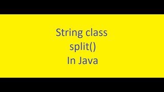 Java Basics Course || 29#String class : split || (ENGLISH)