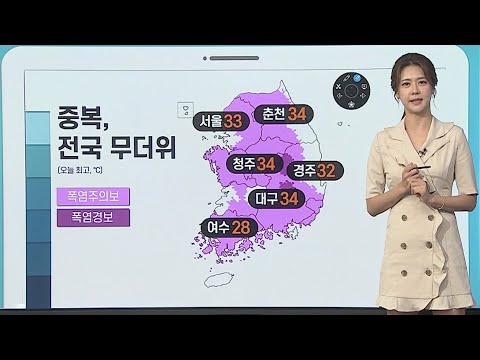 [날씨클릭] '중복' 전국 찜통더위…오후~저녁 내륙 소나기 / 연합뉴스TV (YonhapnewsTV)
