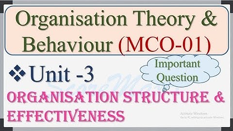 MCO-1 II Unit-3 II Organisation Structure and Effectiveness II @Score_Max