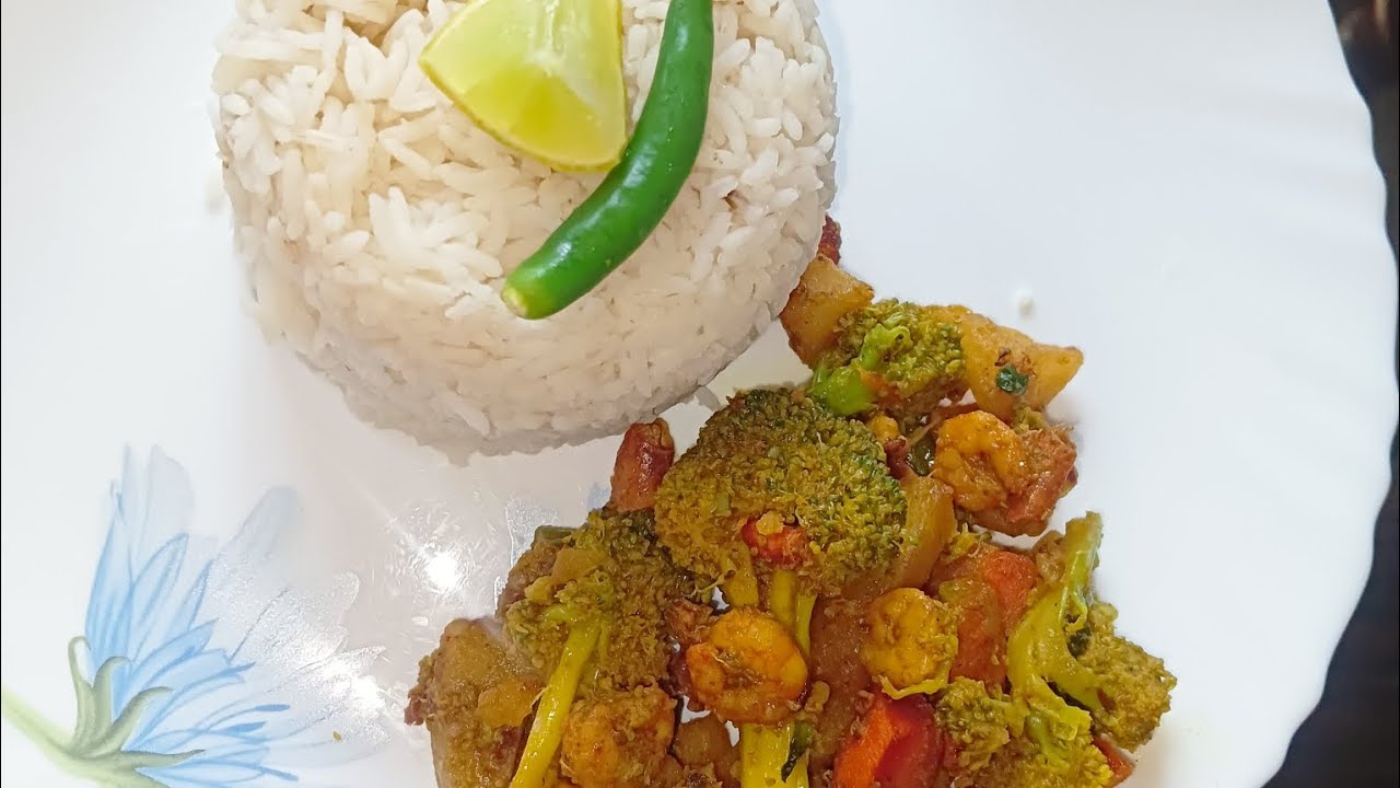 Brocolli shrimp curry recipes #subcribe#shrimp curry #viral#brocoli recipe#food