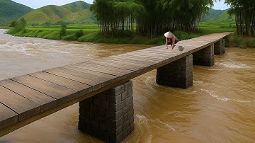 100 Days Building a Sturdy Bamboo Bridge After the Great Flood – Completing the Bridge Floor