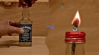 Cabin Woodworking . Solowork . Jack Daniels Whiskey Oil Lamp . Woodworking Asmr