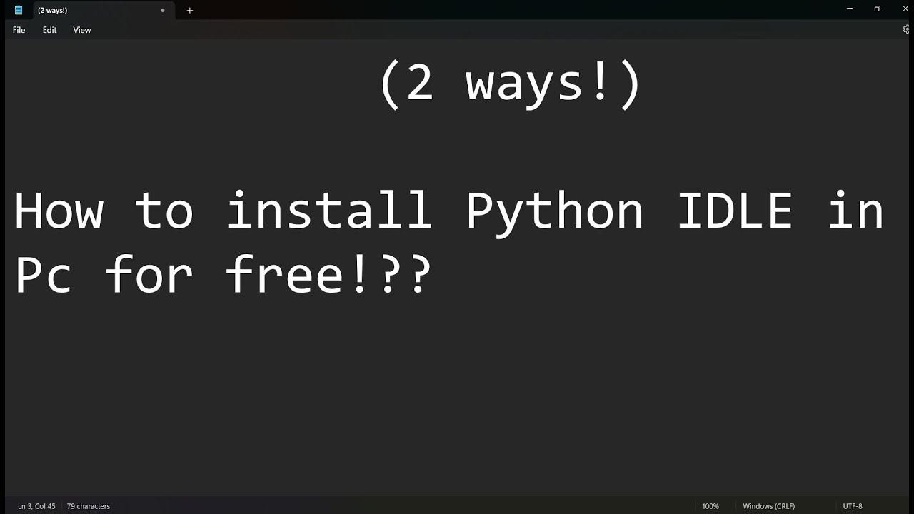 How to install Python IDLE for free - 2 easy ways! - YouTube