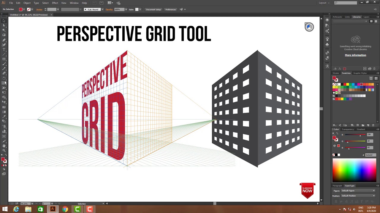 Perspective Grid Tool Part-2 Adobe illustrator CC I Class 17 I Bangla ...