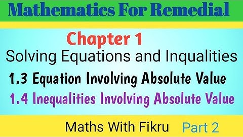 Remedial Mathematics Chapter 1 Part 2