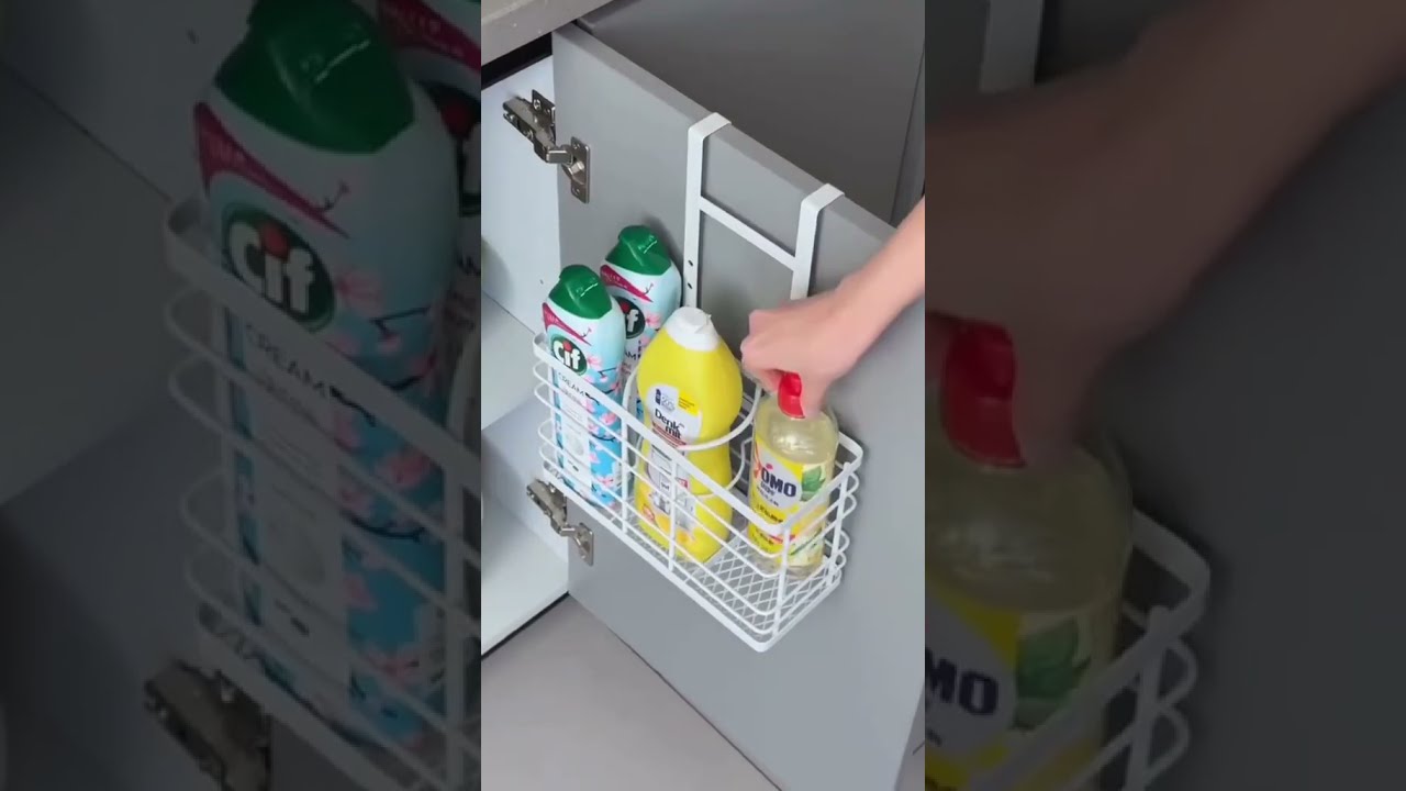 Under Sink Organizer,Adjustable Height,2 Tier Pull Out Under Cabinet Organizer. Link in Description.