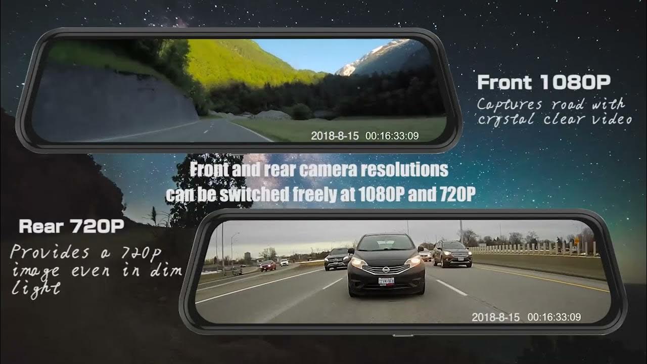 AWESAFE 10 Inch Mirror Dash Cam Touch Screen 1080P Rear View Mirror