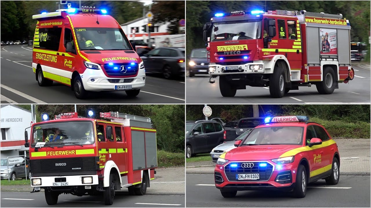 [EXPLOSION - STADTALARM | NEUER ELW1!] Einsatzfahrten Feuerwehr Herdecke & THW