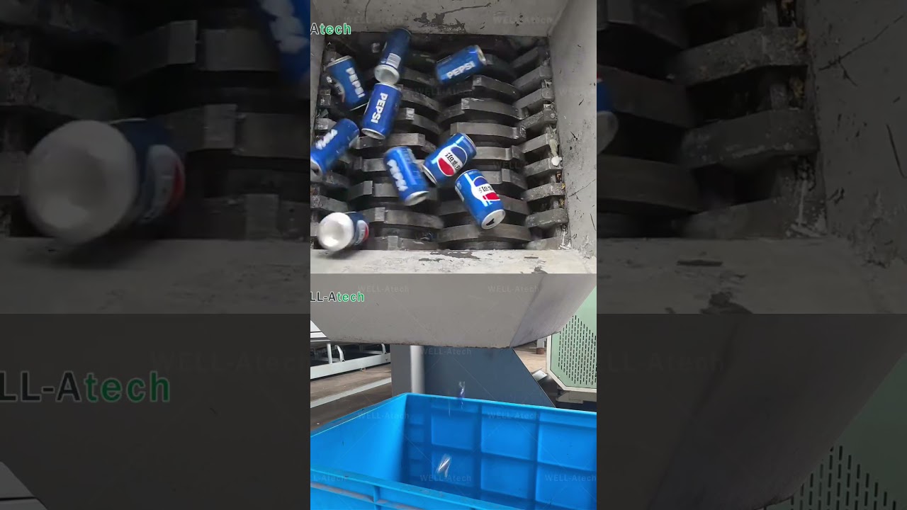 Double shaft shredder for shredding Aluminum Cans