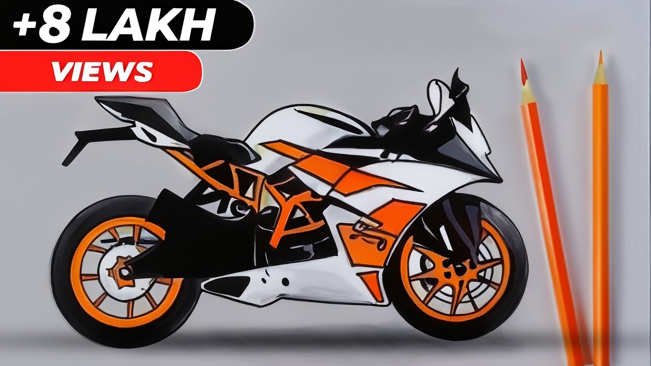 How to Draw KTM Bike Step by Step for Beginners || KTM RC200 ...