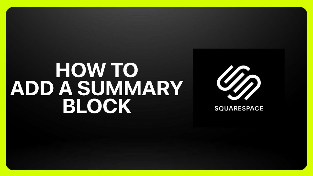 How To Add A Summary Block In Squarespace ! Tutorial - YouTube