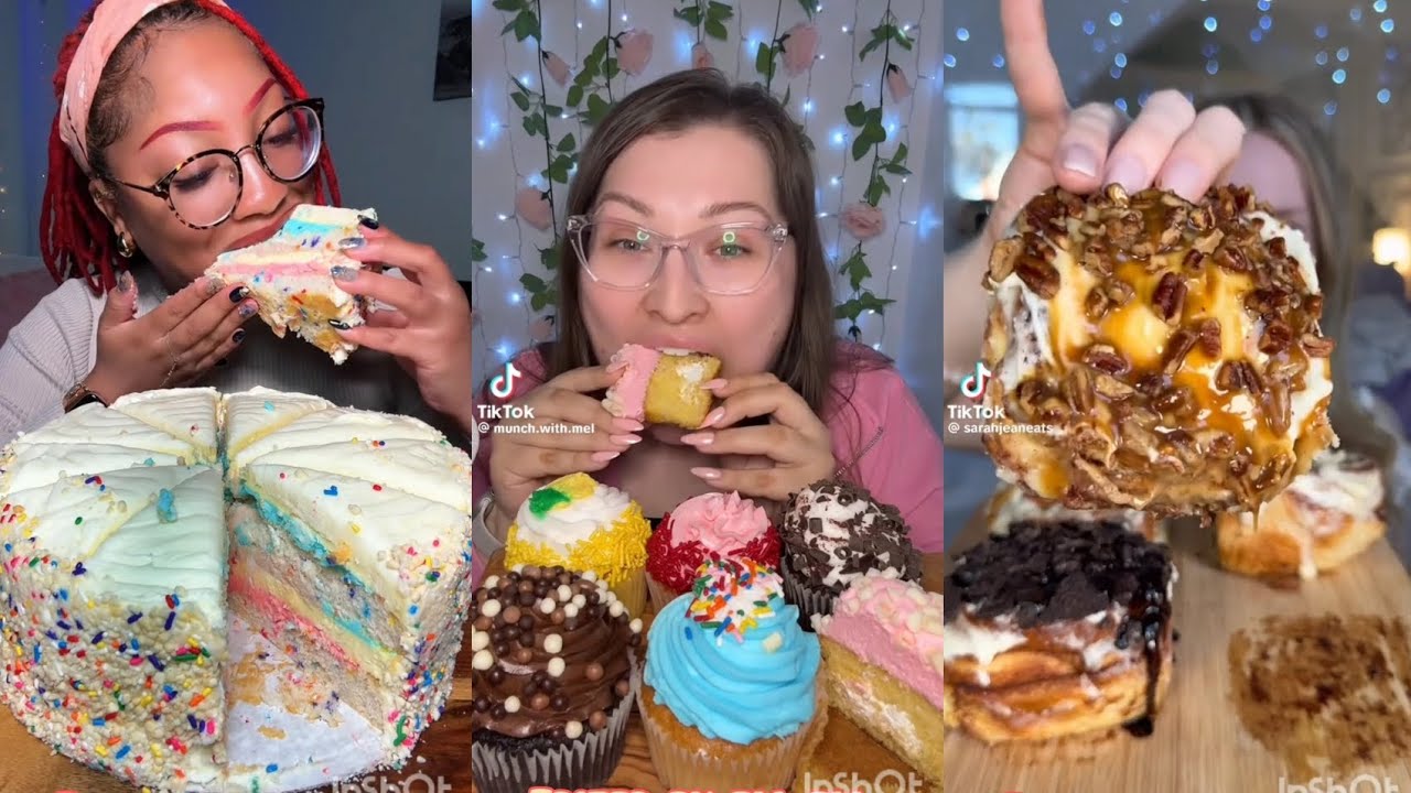 TIKTOK DESSERT MUKBANG COMPILATION CAKE COOKIES CINNAMON ROLL CUPCAKES CHOCOLATE BARS COOKIES DONUT