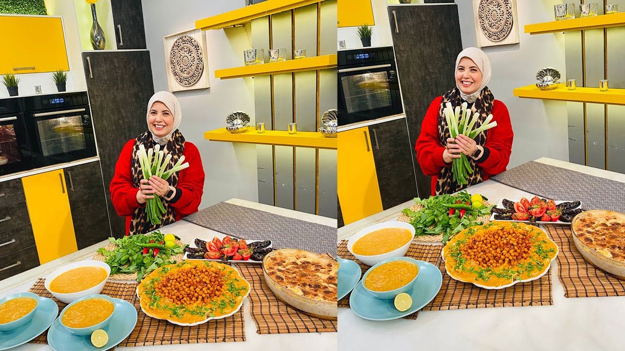 العزومة مع الشيف فاطمة أبو حاتي | شوربة عدس بالشعيرية - فتة العدس بالحمص - طاجن بطاطا حلوة