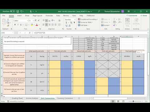 Major Assignment 1 C - Unit Conversions (MAT-144 starting 20240111)