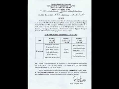 SSB PGT Exam