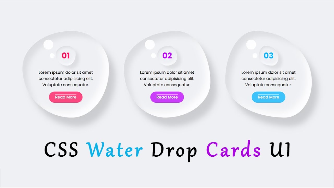 CSS Water Drop Cards UI — Creative Glassmorphism Bubble Design with ...