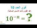 قوى العدد 10 القوى ذات الأسس السالبة