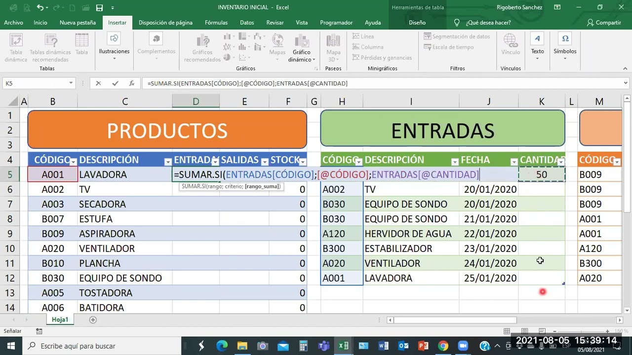 INVENTARIO CON SUMAR SI