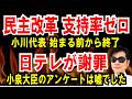 【民主改革の会 支持率0%】始まる前から終了しました【日テレが謝罪】小泉防衛相のアンケートはウソでした
