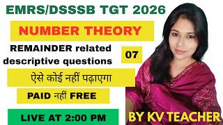 Number Theory | Remainder & Congruence Modulo n — Definition and Examples DSSSB/TGT/PGT Maths Exam