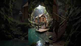 🔥 Reverse-Engineered Scene: Hidden Cave Cabin Sanctuary🔥 #shorts #home #ai #mscartoon