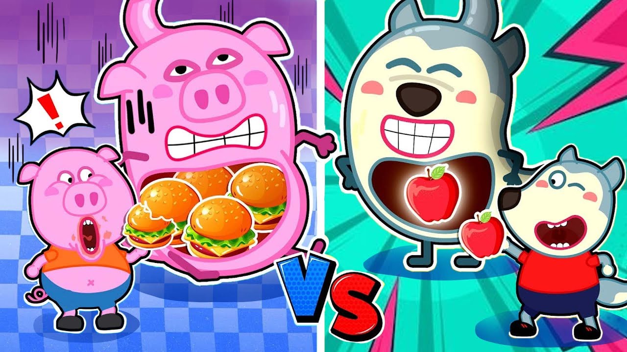 ¿Por qué Wolfoo no tiene dolor de estómago?🍎Comer fruta y comer comida rápida | Wolfoo en Español