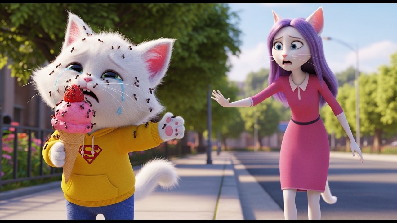 OMG! Cute Little Kitten Chokes While Eating Ice Cream and Mom Cat Rushes to Save Him! 🍦 AI Cat Story