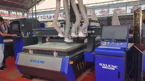 Chạy máy CNC GXU cắt khắc gỗ 4 đầu MD2500