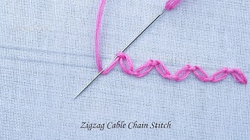 Super easy zigzag cable chain stitch , Basic hand embroidery tutorial for beginners