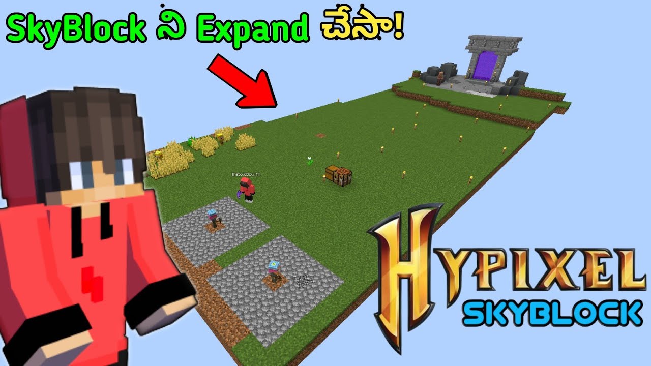 Minecraft Hypixel Skyblock Part 2 Expanded My Skyblock! (in Telugu