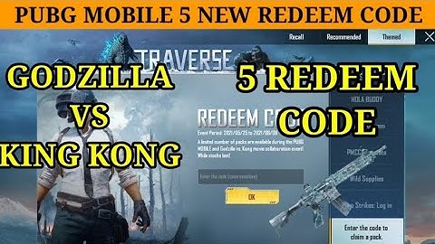 PUBG Mobile Redeem Codes May: get Godzilla vs kong Exclusive items [] 5 reedem codes 2021 #pubg