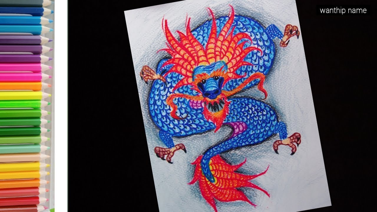 วาด มังกรจีน วาดรูประบายสี How to paint dragon YouTube