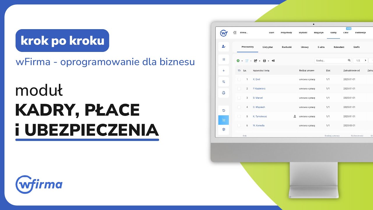 wFirma krok po kroku - moduł Kadry, Płace i Ubezpieczenia