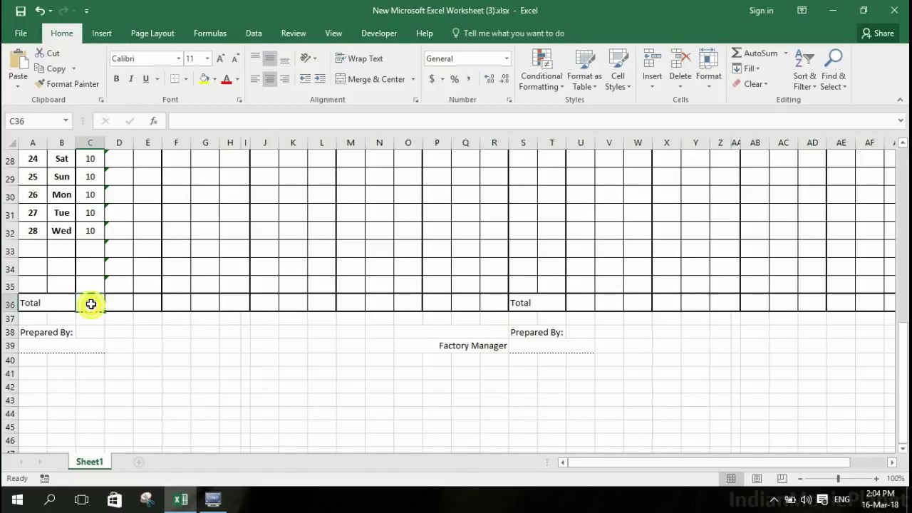 time Sheet in Excel - YouTube