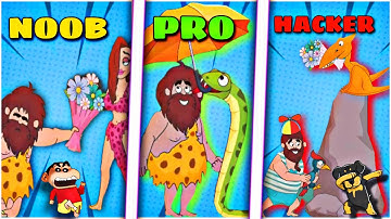 SHINCHAN and CHOP SAVING A GIRL FROM DINOSAUR !| Noob vs Pro vs Hacker In Comics Bob| IamBolt Gaming