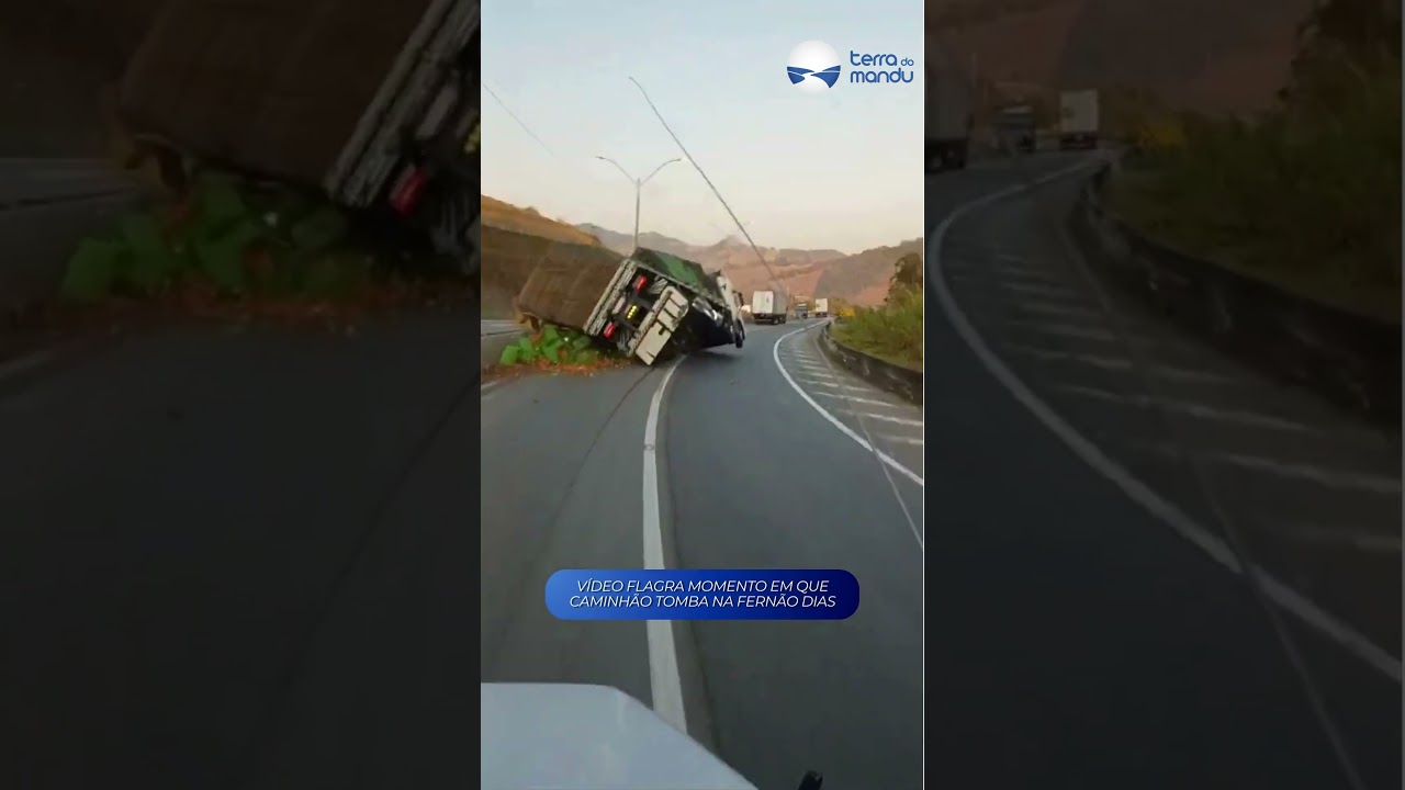 Vídeo flagra momento em que caminhão tomba na Fernão Dias