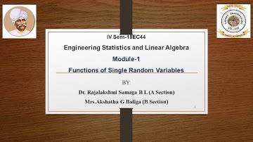 VTU ESLA 18EC44 M1 L13 Functions of single random variable