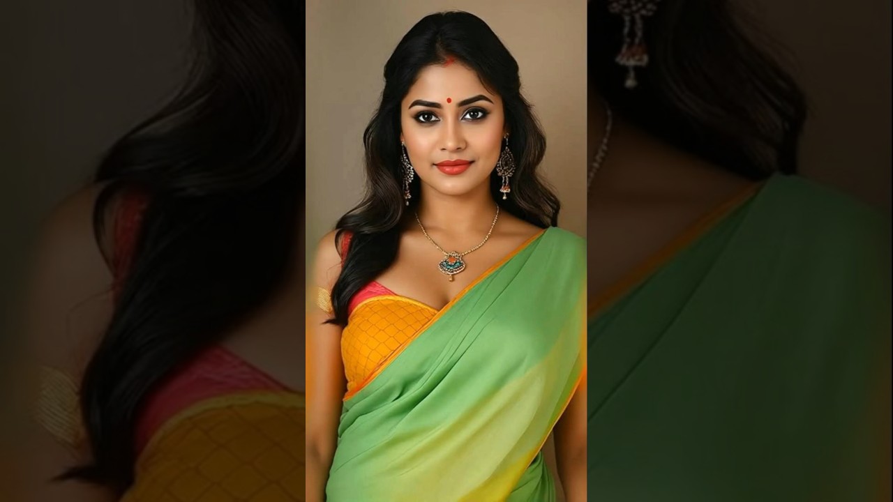 Vibrant Yellow-Green Saree Look 💛✨ Indian Beauty Portrait | Desi Sarees