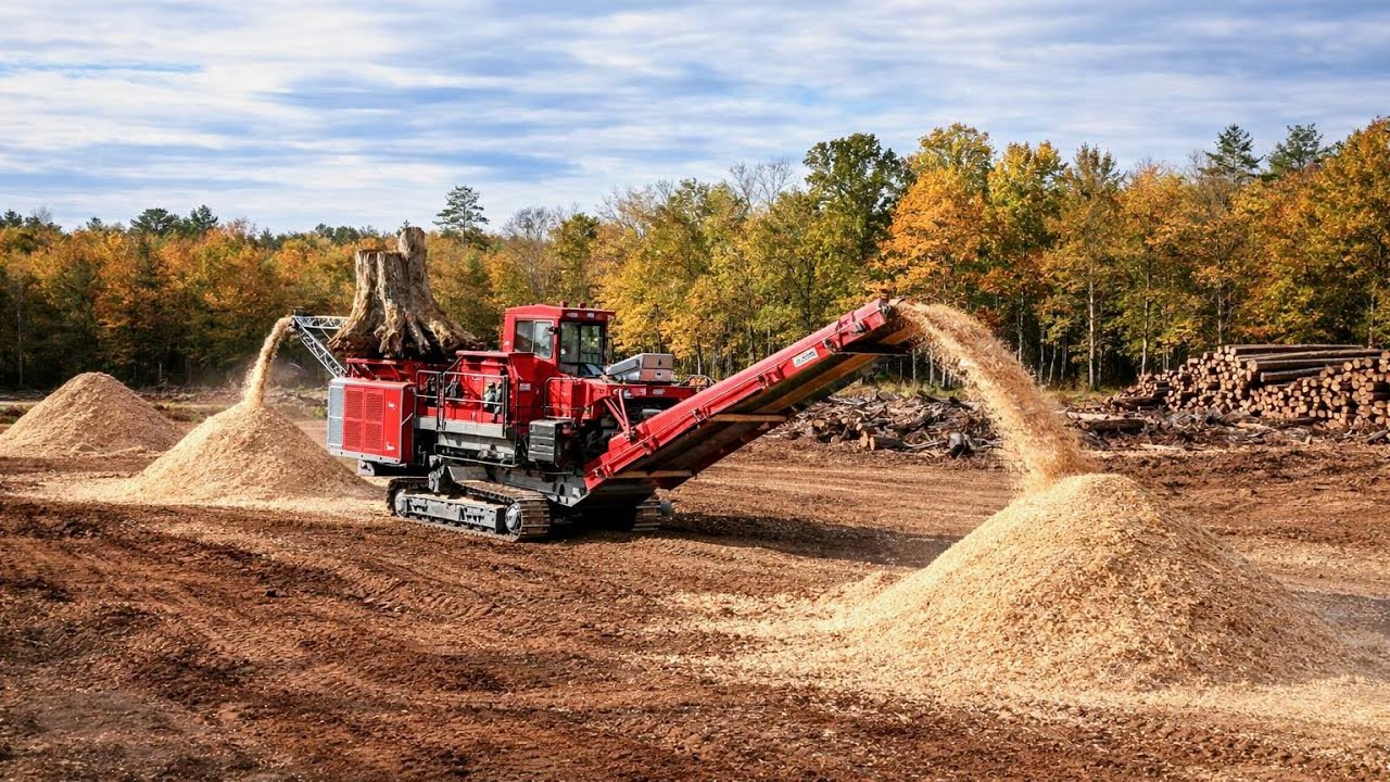 Extreme Tree Shredder in Action | High-Speed Wood Chipper at Full Power