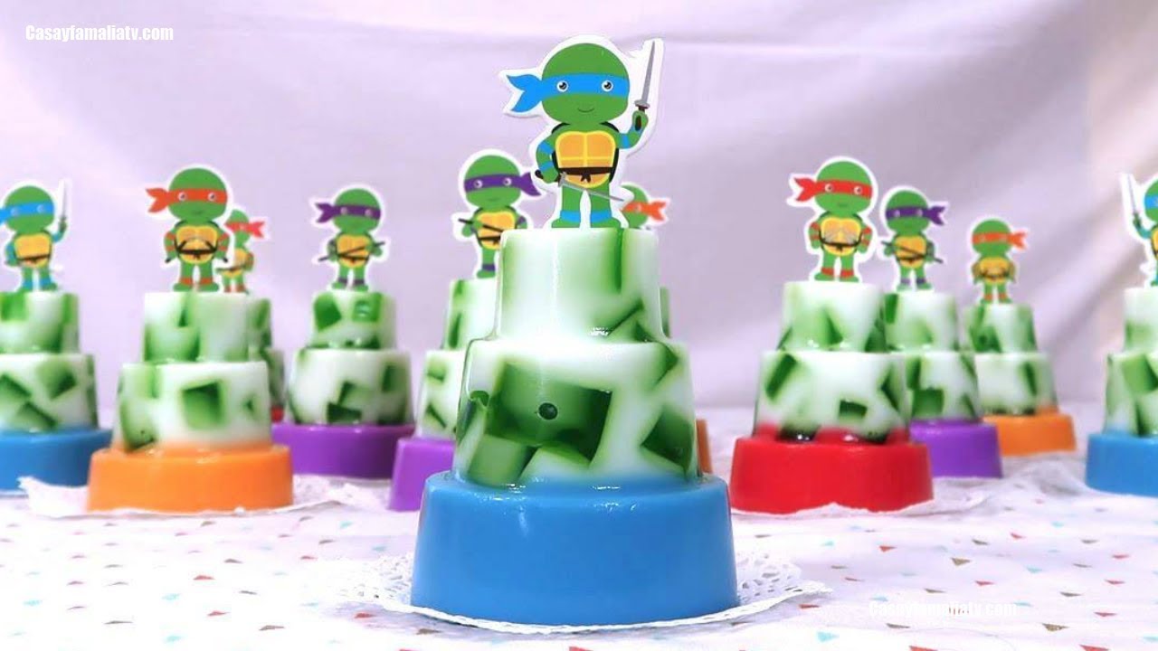 GELATINAS DE TORTUGAS NINJA INDIVIDUALES 🐢 ¡POSTRE TEMÁTICO y FÁCIL para NIÑOS!