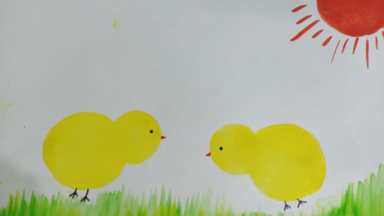 easy potato painting for kids/chicks drawing with potatoes YouTube