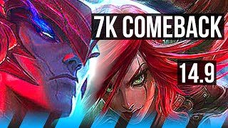 YONE vs KATARINA (MID) | 7k comeback, 500+ games | NA Diamond | 14.9