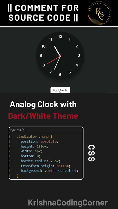 Analog Clock with Dark/White Theme || HTML CSS JS || #htmlcss # ...