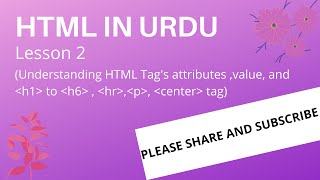 Understanding HTML attribute, value and some basic HTML tags | Lesson - 2 | HTML in Urdu Update