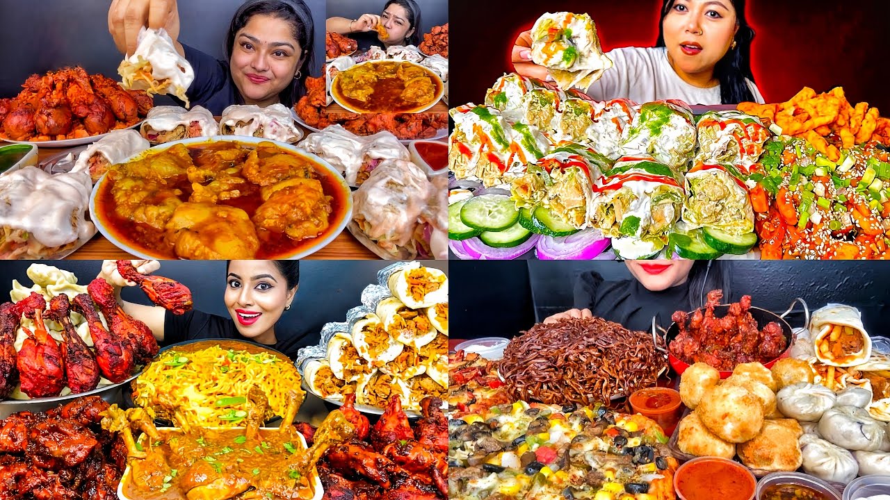 EATING SPICY CHICKEN MALAI BOTI SHAWARMA CREAMY MALAI CHAAP ROLL DOMINOS PIZZA EATING VIDEOS 