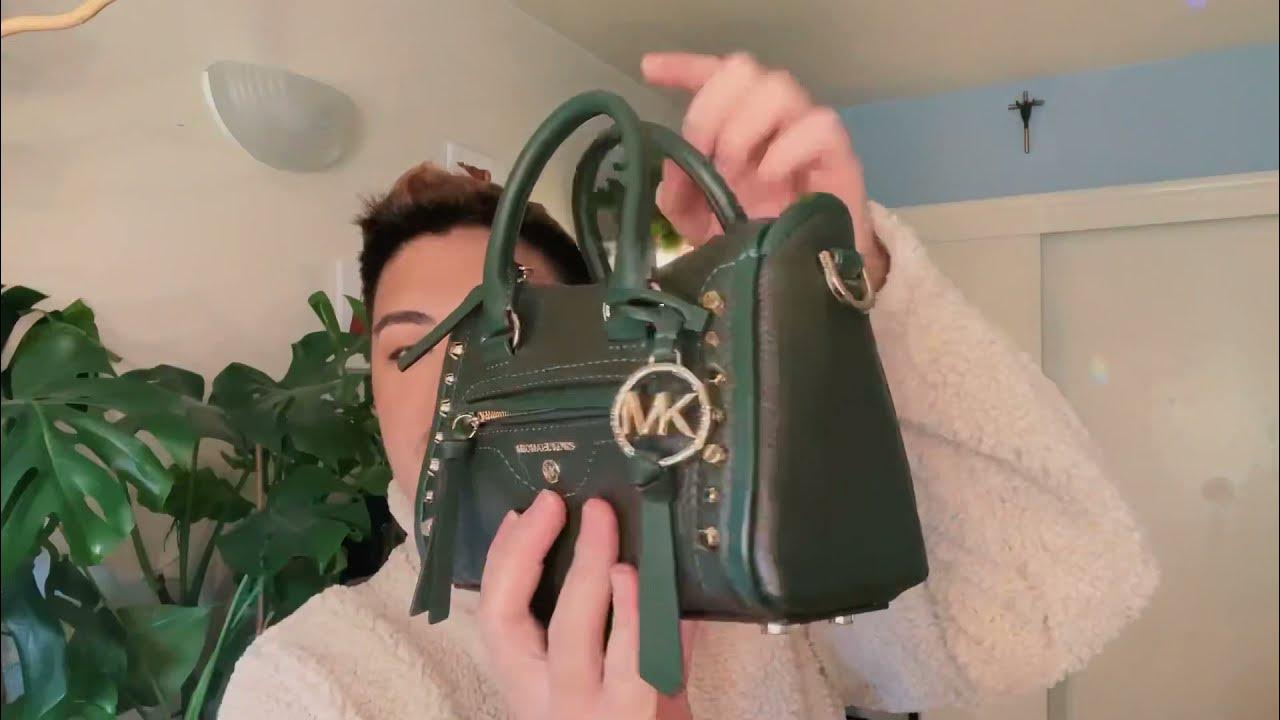 Michael Kors - Carine Extra-small STUDDED Crossbody Bag - HANDBAG REVIEW!!  (Color: Moss) - YouTube