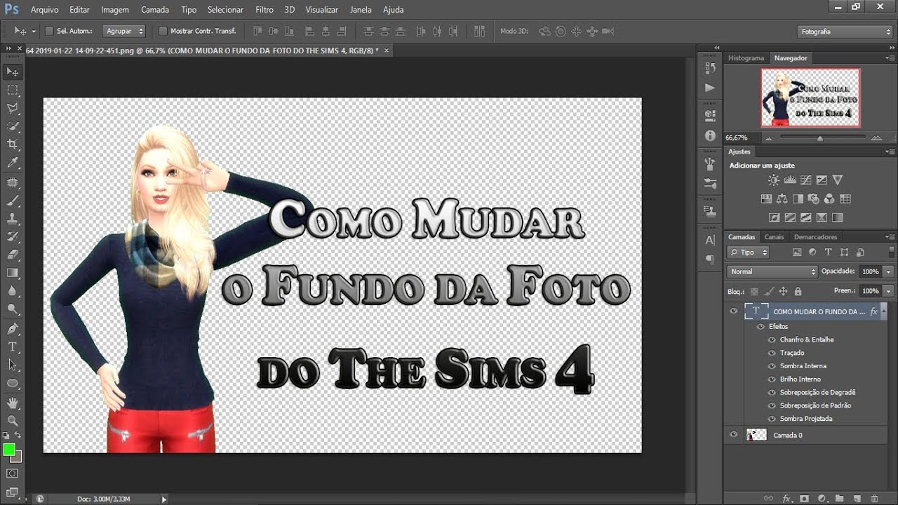 COMO MUDAR O FUNDO DA FOTO DO THE SIMS 4 USANDO O PHOTOSHOP CS6 - YouTube