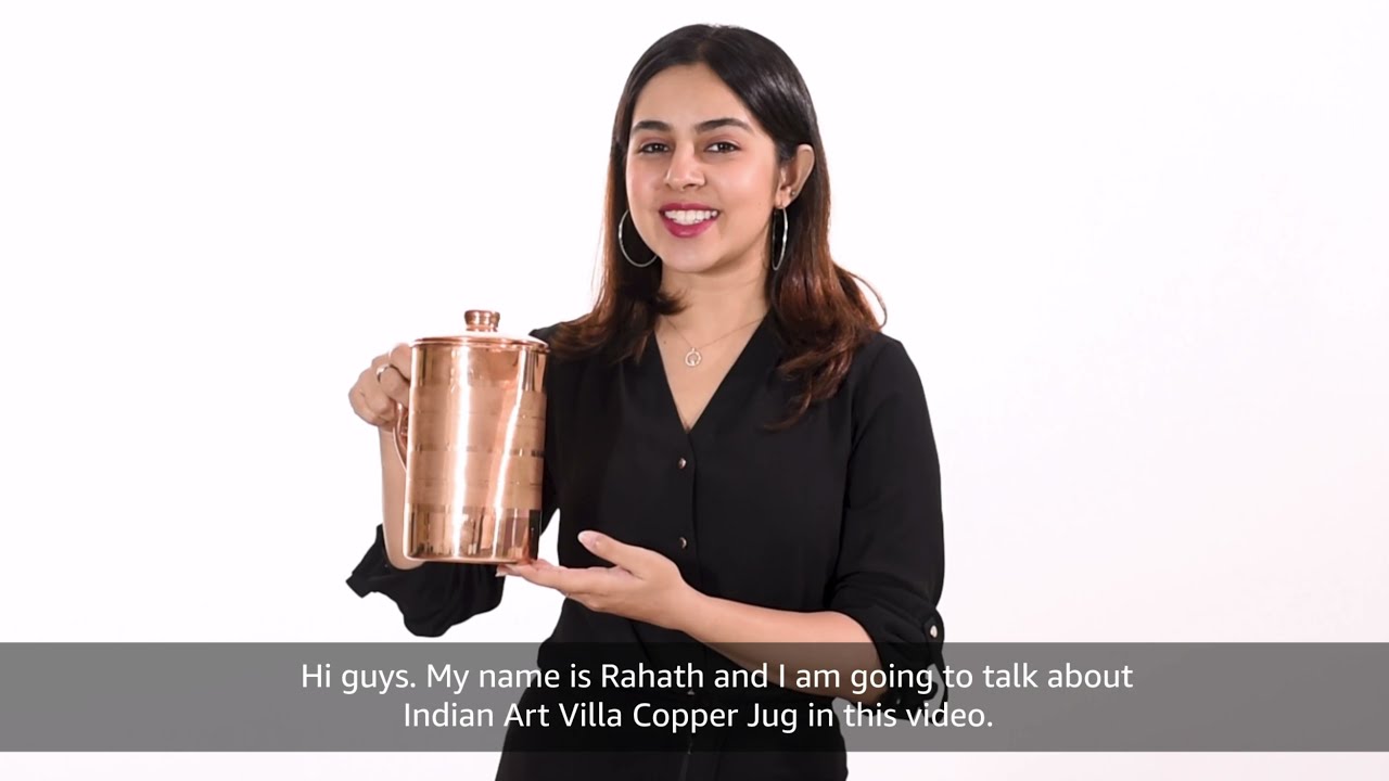 Pure Copper Jug, Pitcher BY Indian Art Villa for Home And Kitchen - (1700 ml)